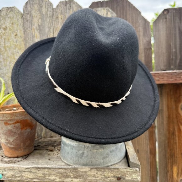 Black Wool Fedora Hat Zebra Band Hat Attack New York main image 4
